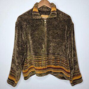 Gretel Underwood Santa Fe Womens Full Zip Chenille Cardigan Artsy Southwestern